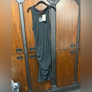 NWT PHILANTHROPY DRESS! Black Sleeveless Ruched Dress! Tight fit! Medium